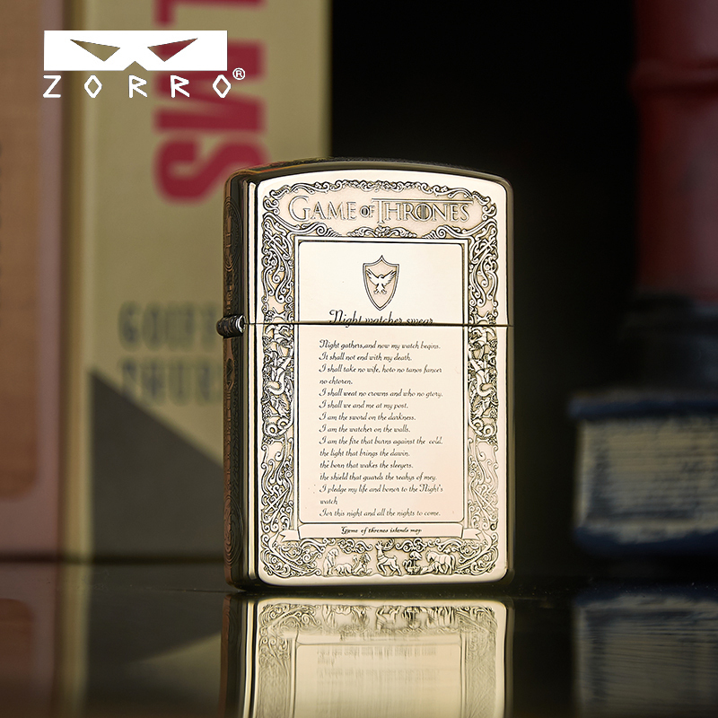 佐罗防风煤油打火机二代冰与火之歌弹珠机芯简约创意送男朋友礼物pdd