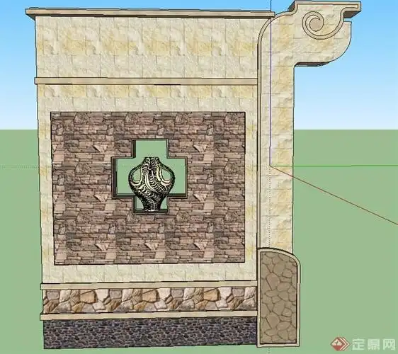 园林景观节点欧式风格镂空景墙设计su模型[原创]