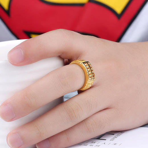 cgc中银金行珠宝首饰黄金戒指男足金如意算盘黄金戒指男活口聚财dsra