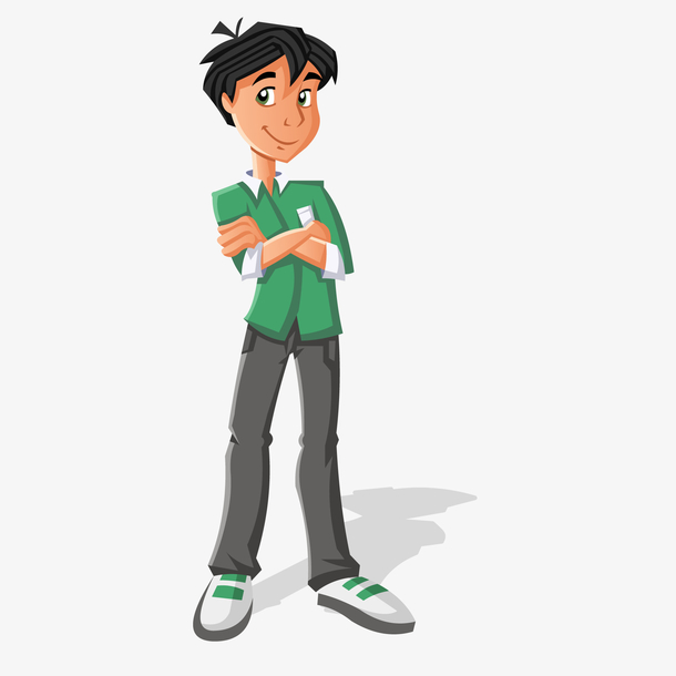 卡通穿绿色衬衫的男性人物设计