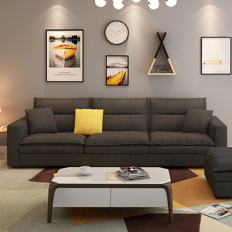 布艺沙发客厅北欧简约现代ins风格小户型乳胶三人位四人直排家具