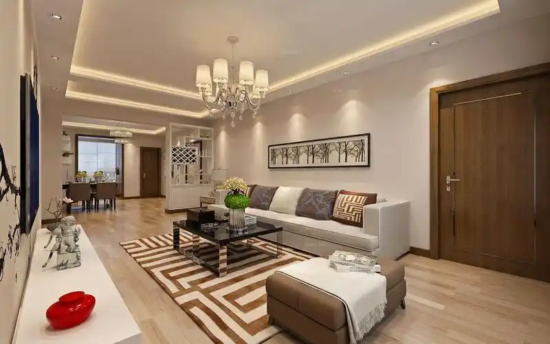 两居室现代简约客厅_鸣雀装饰【盛和天地人和】九维鸣雀装修效果图