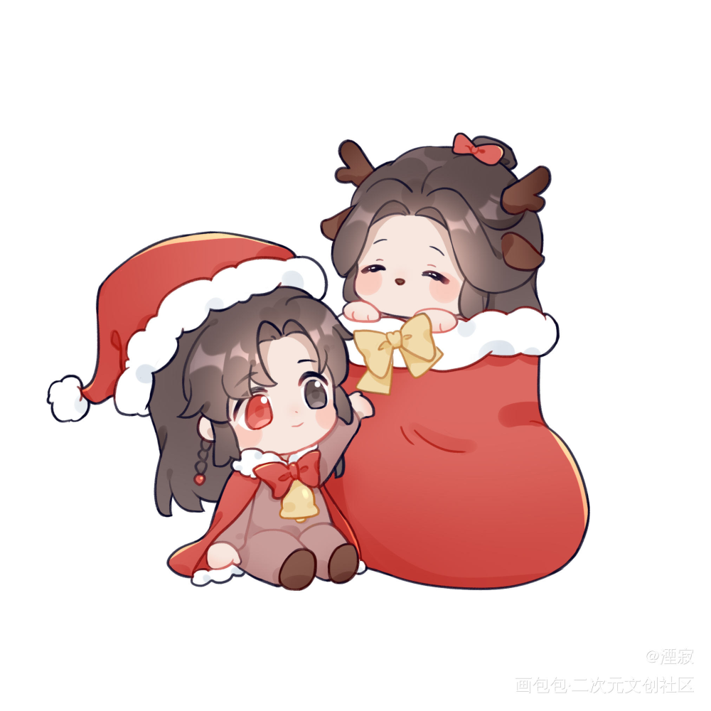 圣诞快乐!_天官赐福花怜q版绘画作品