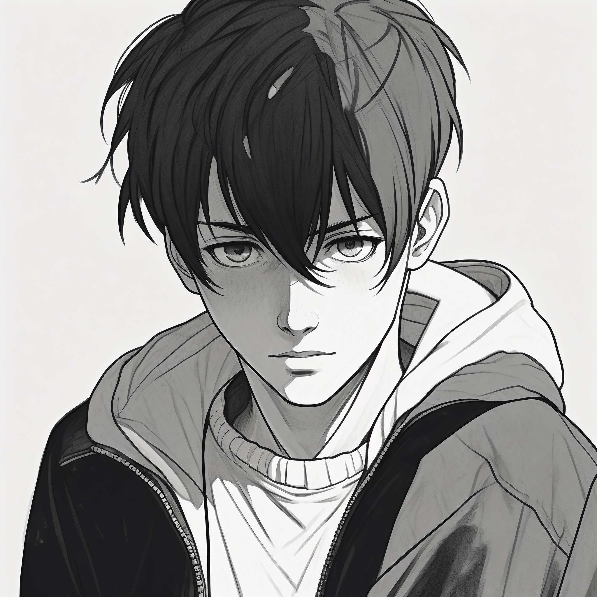 男生伤感黑白素描头像92