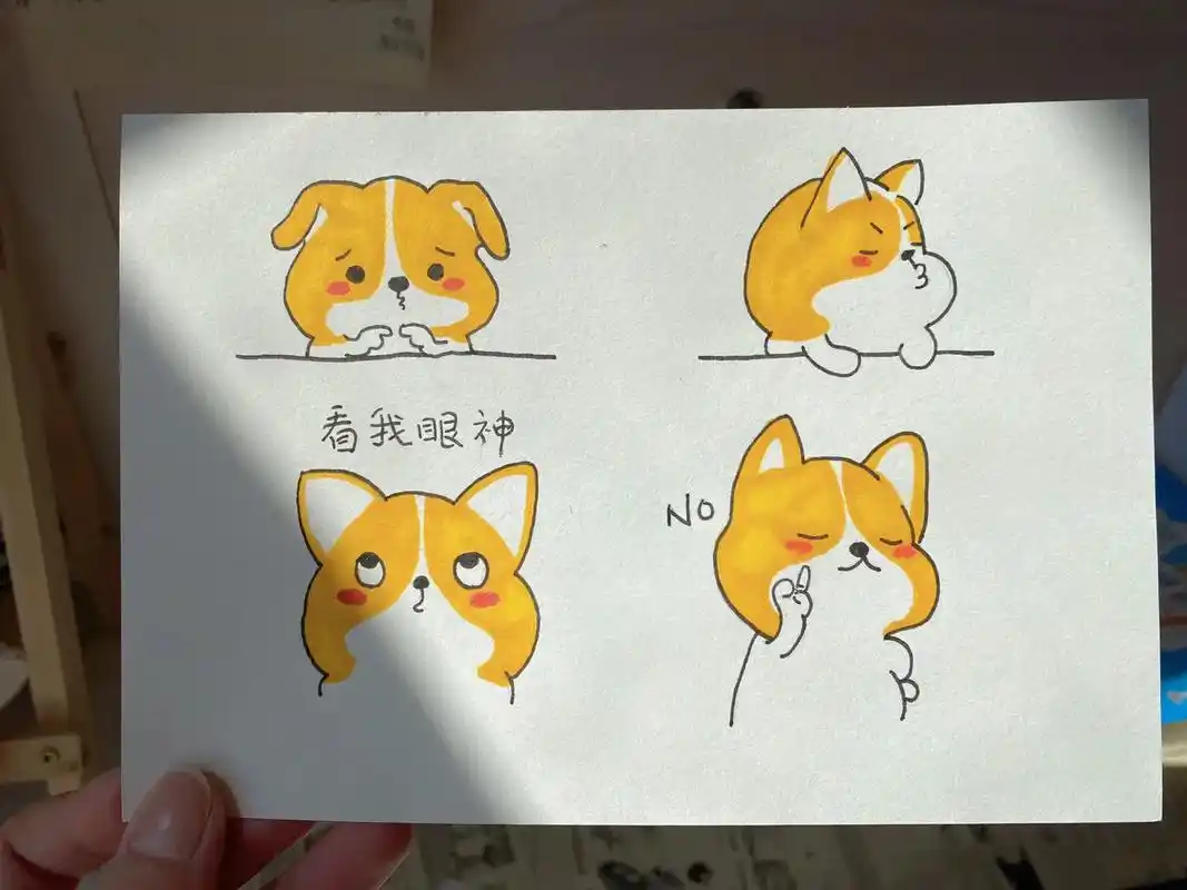 卡通动漫 #简笔画教程 #柯基#手帐素材绘画 #超可爱表情 - 抖音