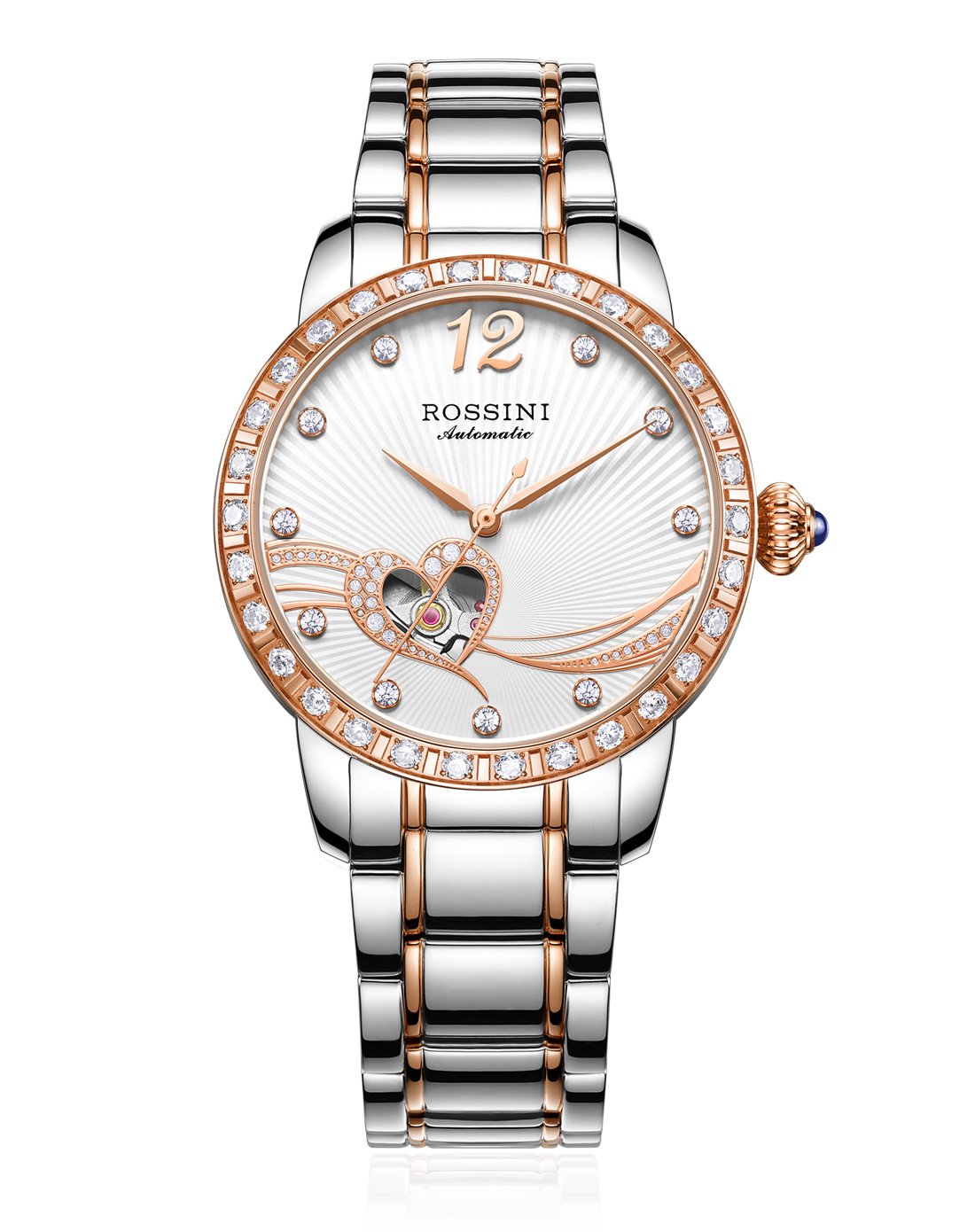 罗西尼【新品】正品自动机械钢带透底517768女士手表