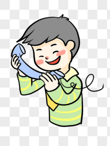 前台打电话男孩打电话素材