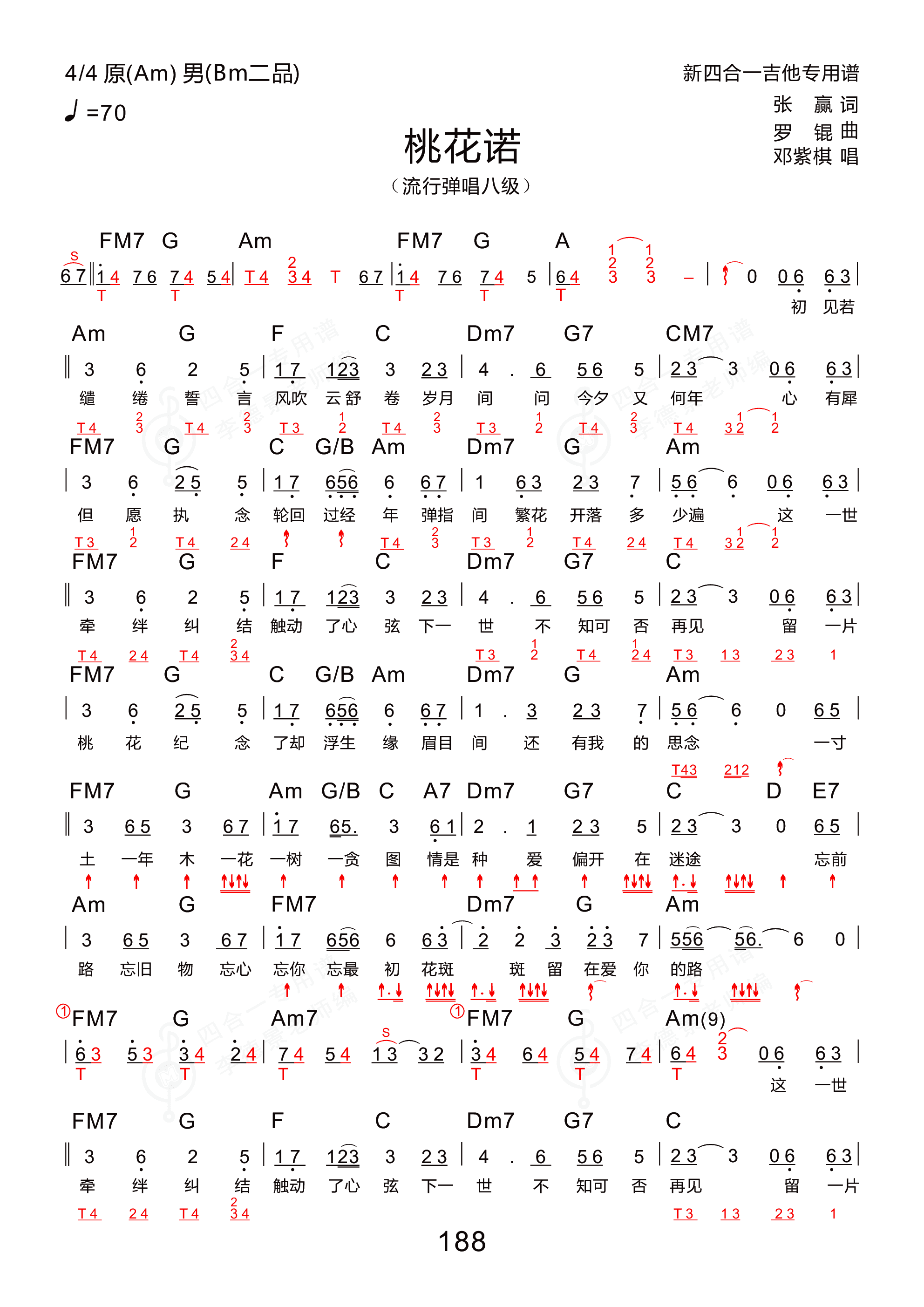 桃花诺木棉道琴行新四合一吉他谱