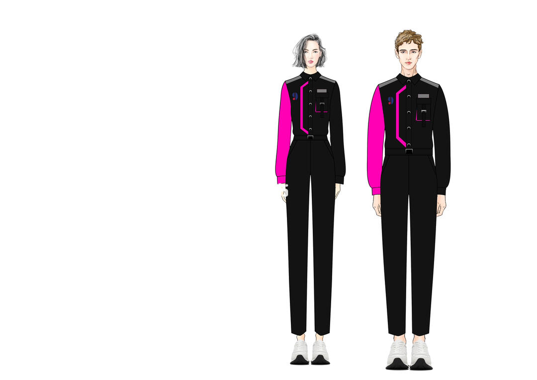 手绘服装效果图  #服装设计效果图  #工作服设计  #服装设计  #纷装