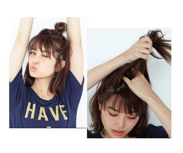 2款简单半扎丸子头扎法图解