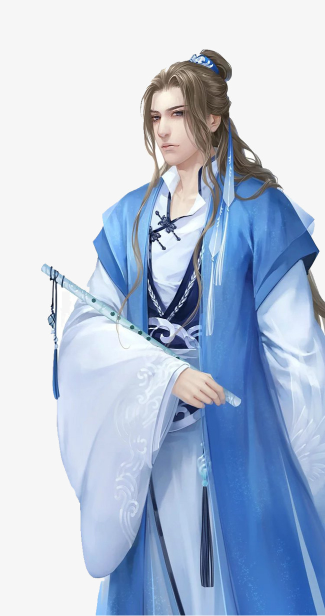 中国风古装男子厚涂插画【免抠元素png】-90设计网