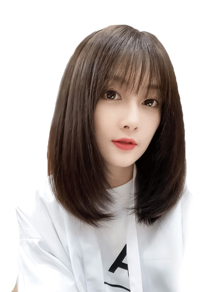 假发女中长发网红齐肩锁骨短1发自然逼真空气刘海全头套内扣长直1发