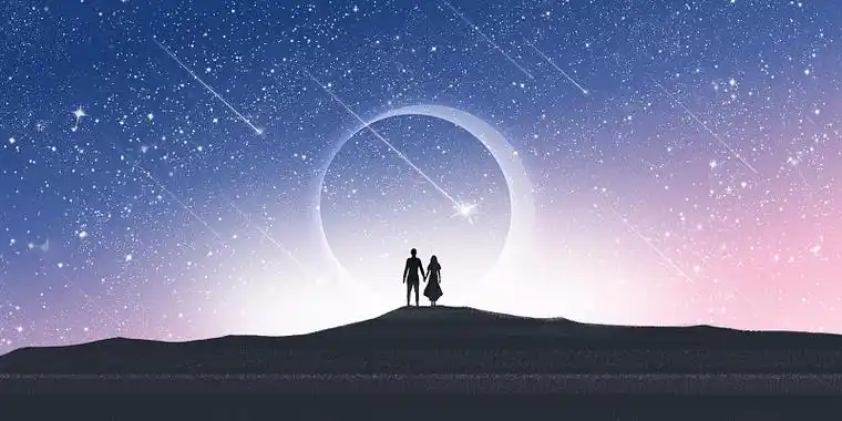 情人节流星雨插画图片