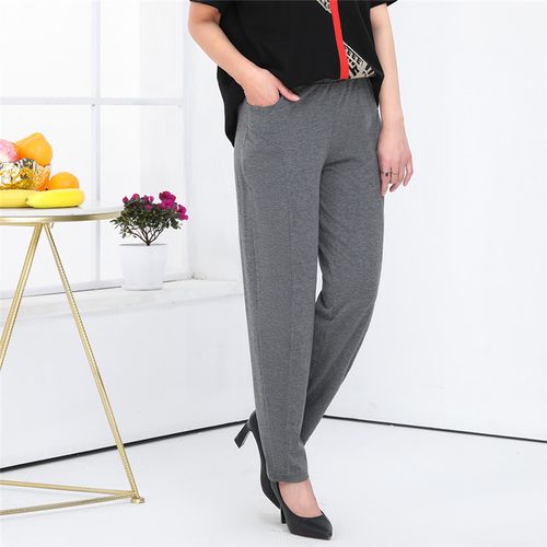 莫代尔萝卜裤女高腰垂感宽松灰色运动裤显百搭中老年女装