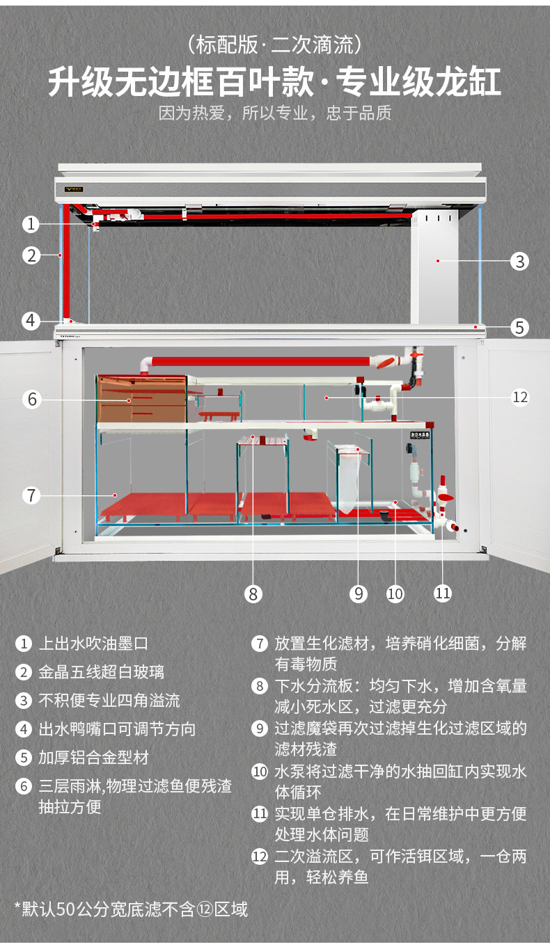 特鱼氏鱼缸客厅家用金晶超白玻璃底滤生态办公轻奢彩蝶大型龙鱼缸