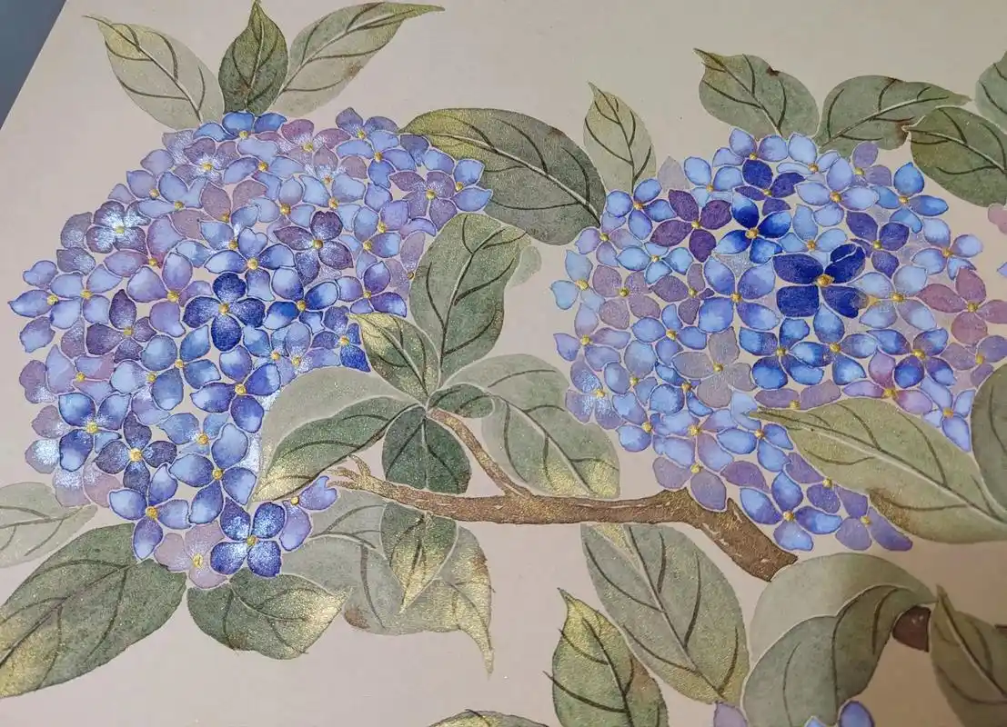 没骨画 #绣球花 #纯手绘 # - 抖音