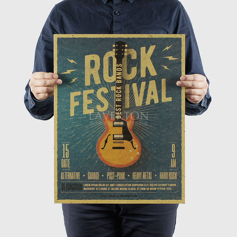 海报墙纸音乐摇滚乐队复古牛皮纸海报杰克逊披头士黄家驹宿舍酒吧琴行