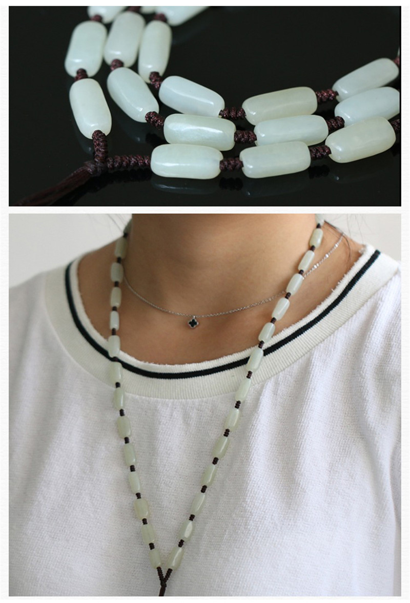 和田玉项链 青白玉和田玉挂绳 男女款项饰 和田玉链子