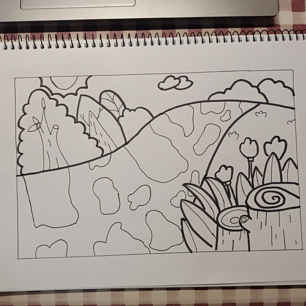 s型构图儿童画 周末快乐呀!