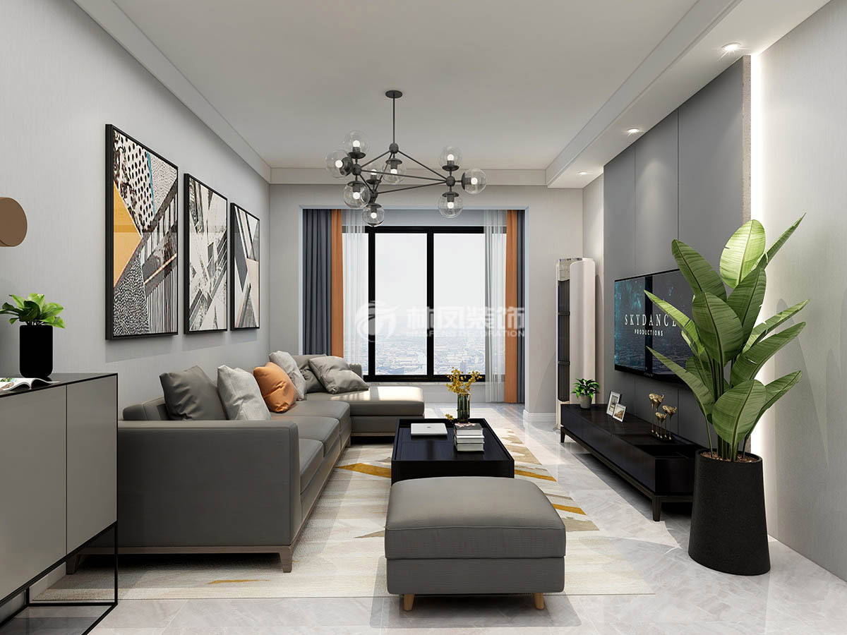 第1张客厅设计理念:客户说一位事业有成的年轻人,喜欢现代黑白灰风格