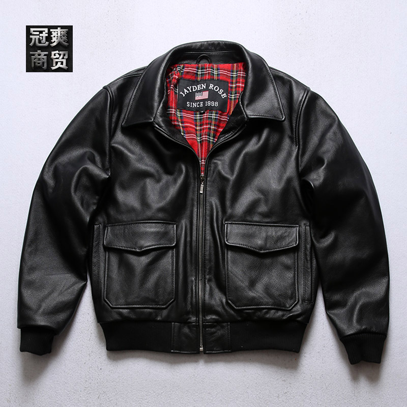 g1真皮空飞行员夹克男休闲真头层牛皮皮衣-阿里巴巴