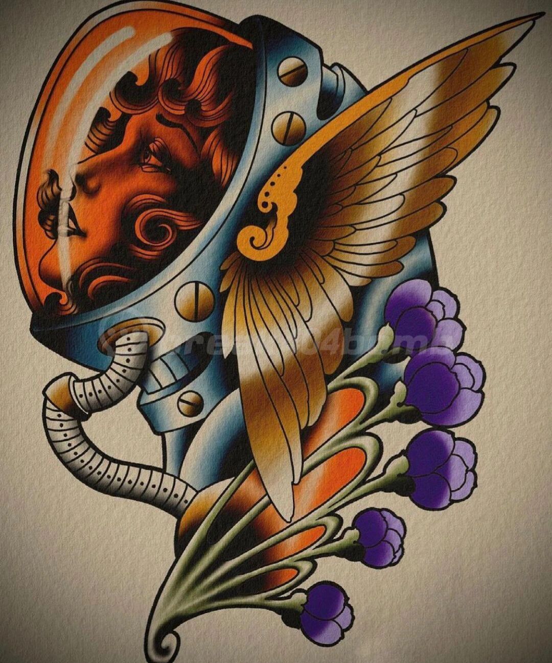 oldschool彩色花臂拼接纹身手稿 适合拼接花臂的中大图 · · · #old