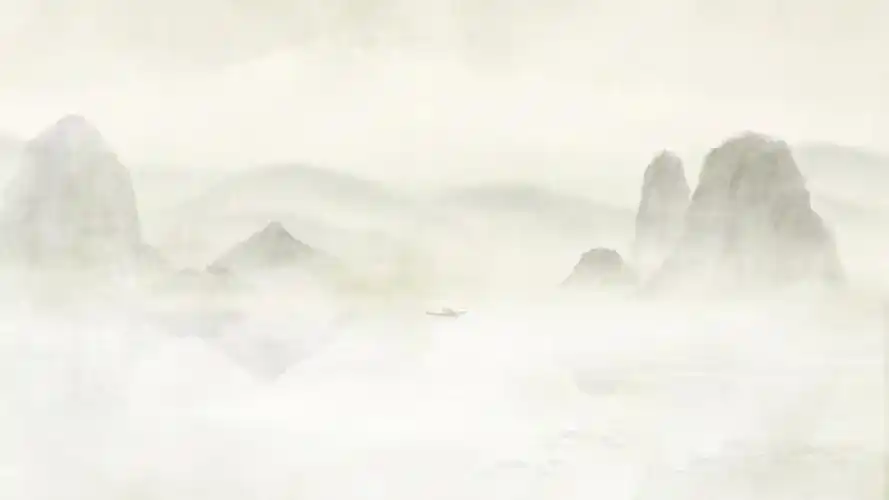 4k山水风景古风复古中国风水墨水彩手绘国画插画背景视频