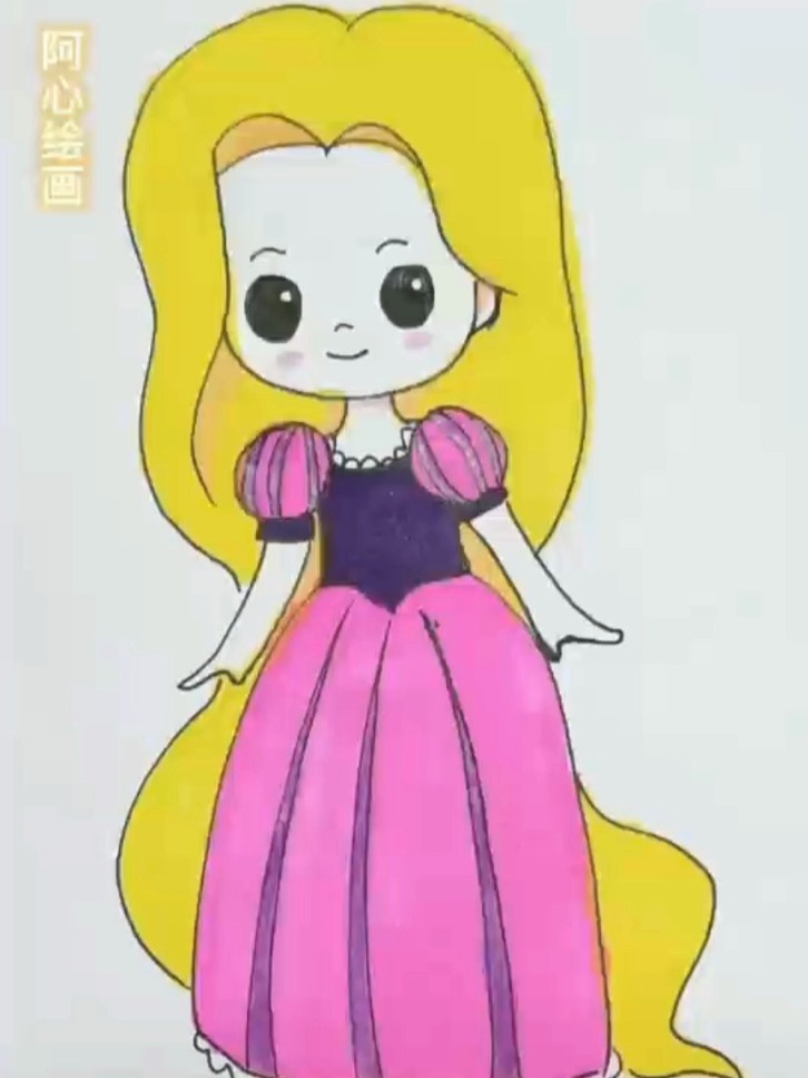 简笔画:长发公主