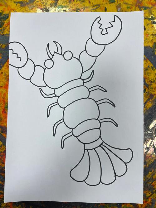 少儿创意美术  #创意美术  #小龙虾  #小朋友  #线描  #童画  #创意