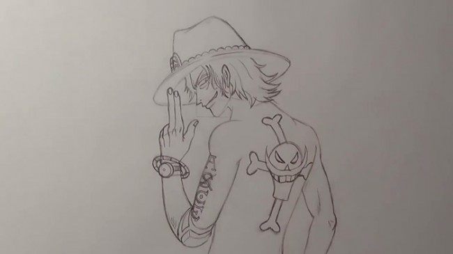 酷酷的海贼王艾斯动漫彩铅手绘教程