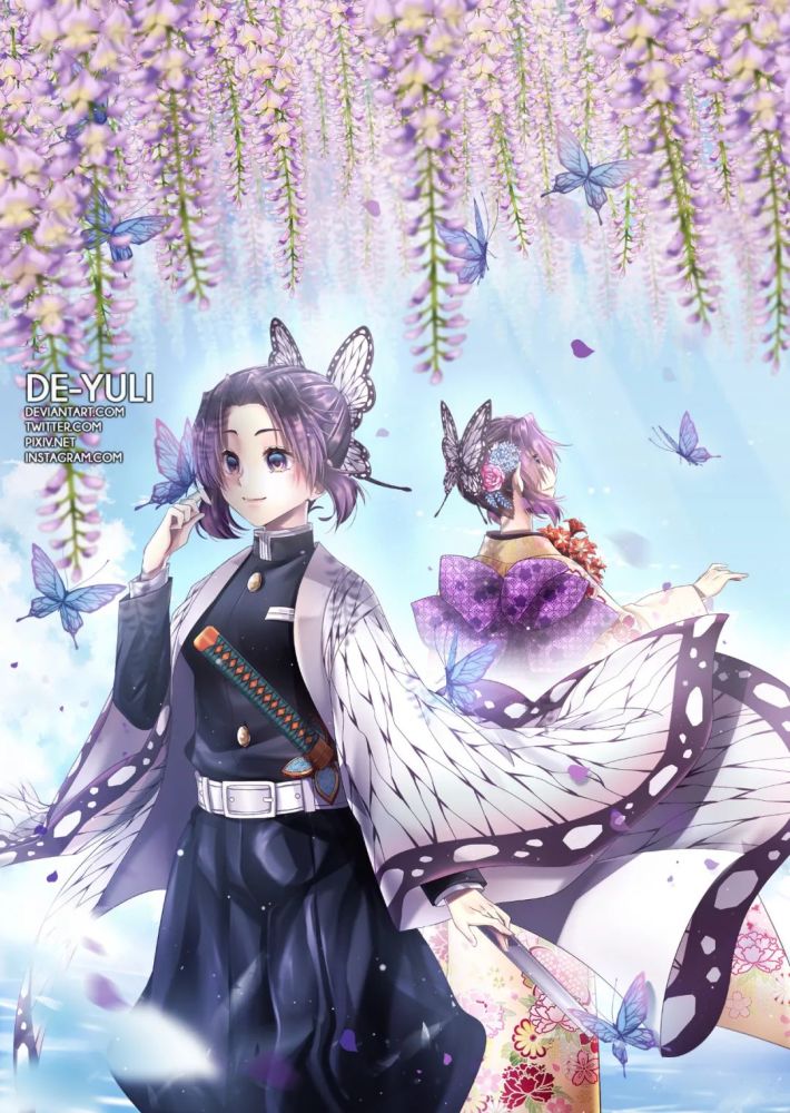 鬼灭之刃紫藤花下的义勇与蝴蝶忍