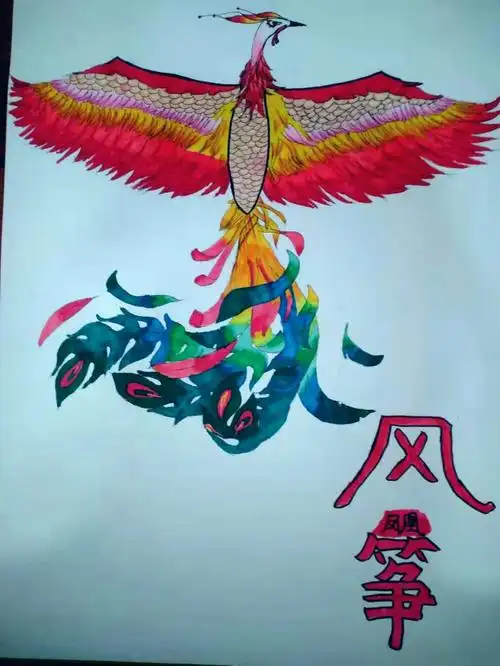 风筝绘画凤凰马克笔绘画教程