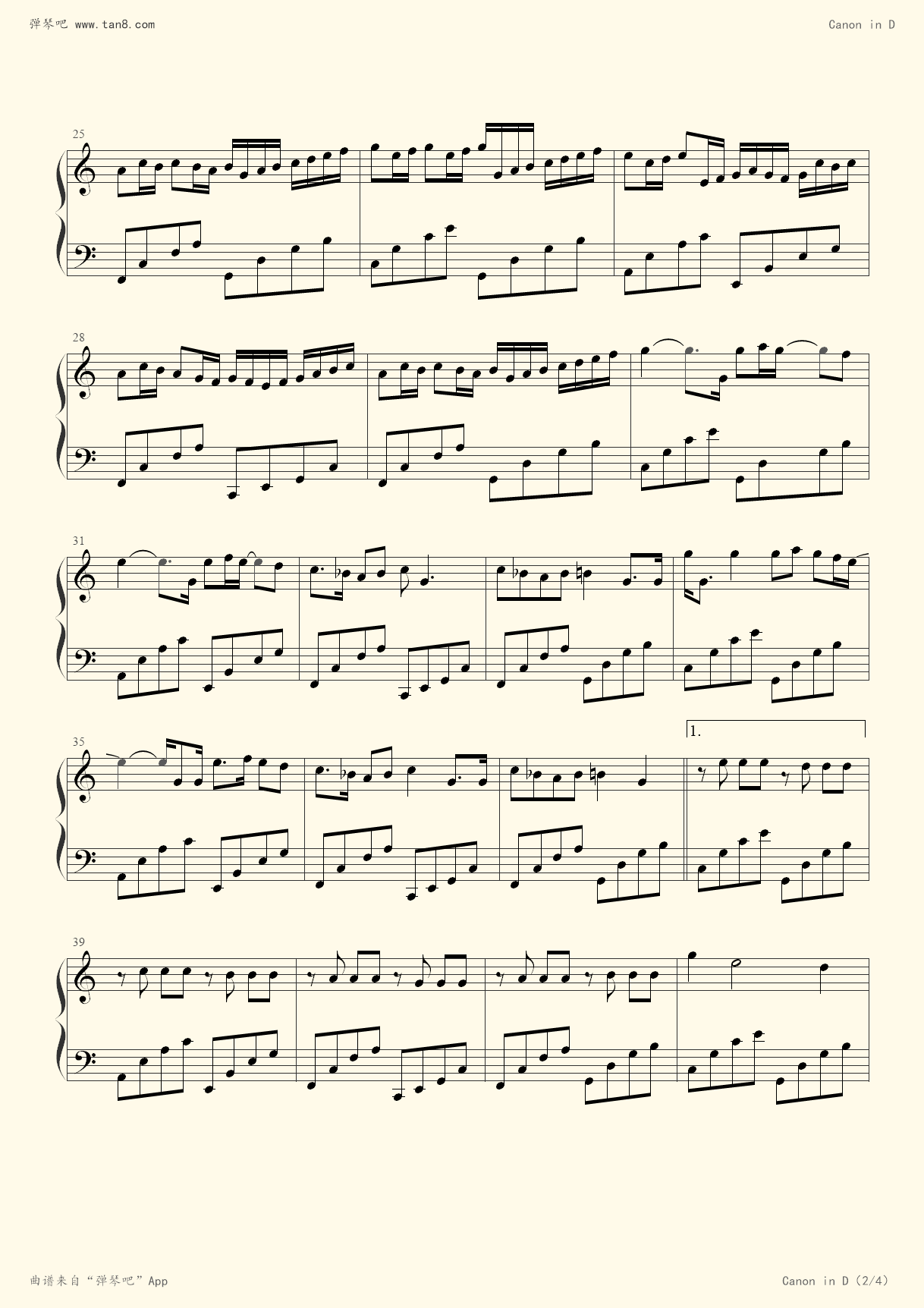 钢琴谱 - canon in d