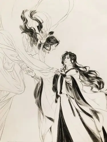 天官赐福临摹手绘系列:花怜共舞