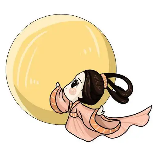 手绘卡通风格嫦娥奔月神话图片免抠素材