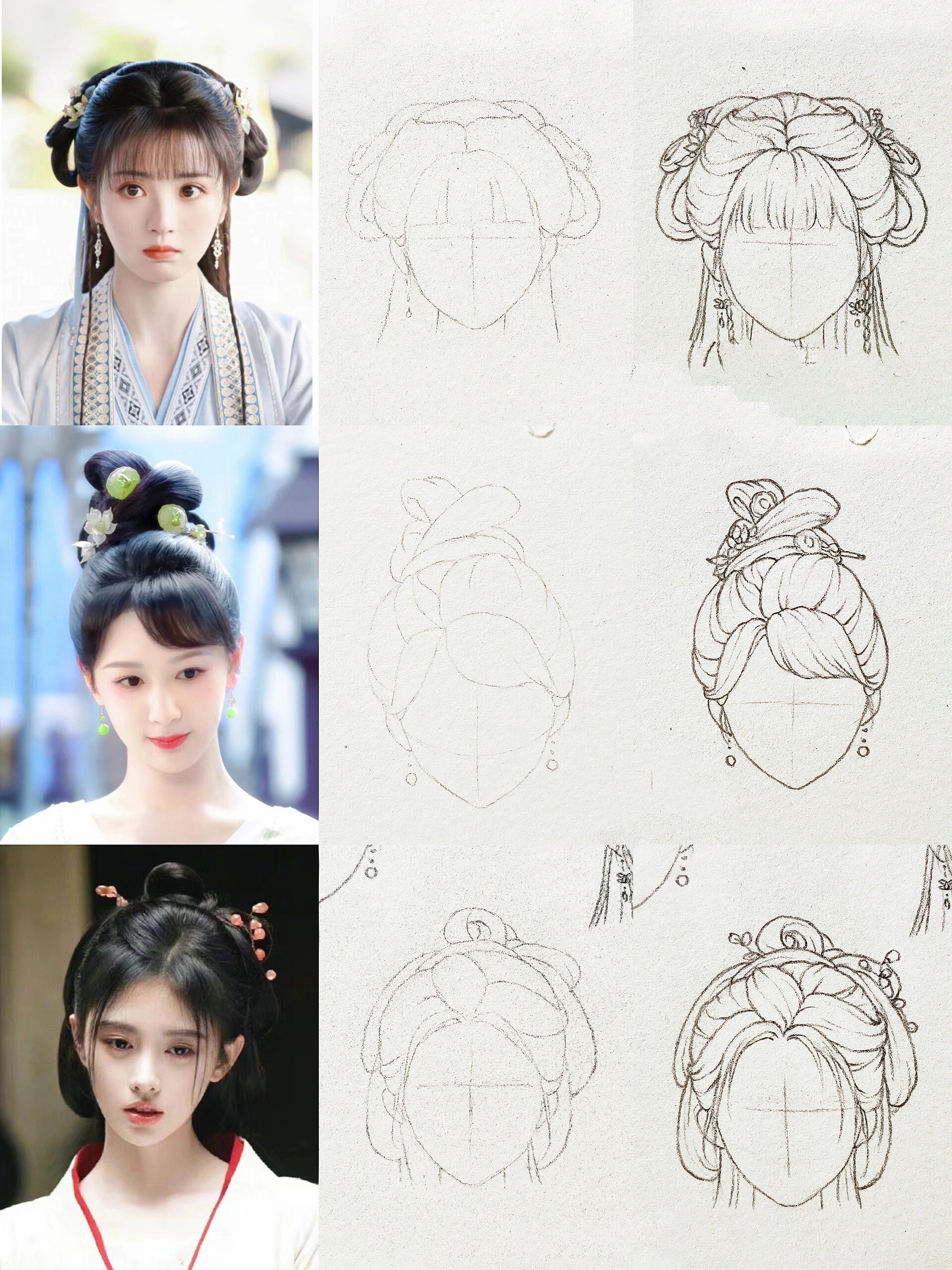 所以我画了几个简单的发型,含步骤图~可临摹练习~ 画的是    的古装