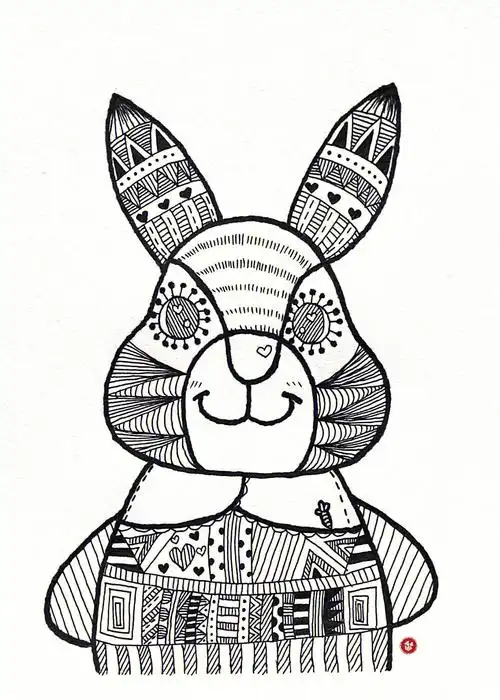 儿童线描画兔子