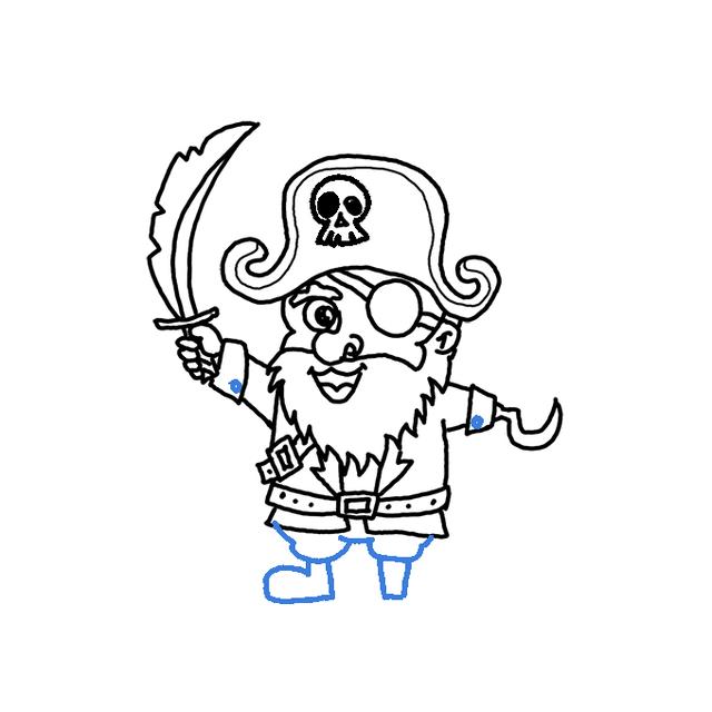 海盗人怎么画 - 卡通人物海盗简笔画教程