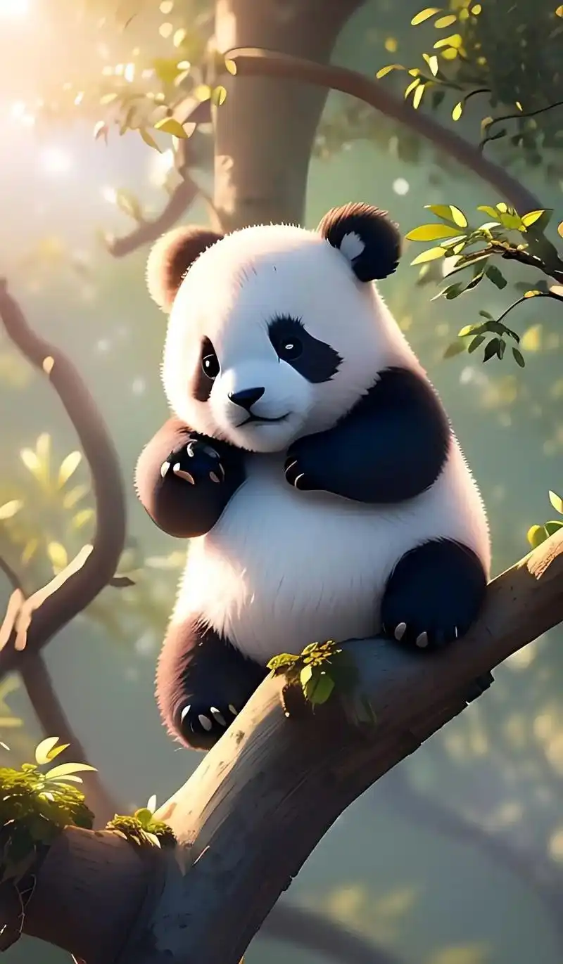 竹林深处,熊猫慵懒地趴在树上,它的表情仿佛在诉说着 - 抖音