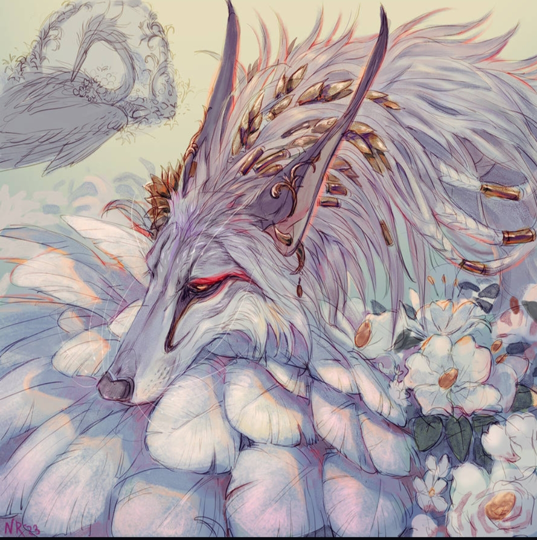 插画:白狼!#二次元# #插画