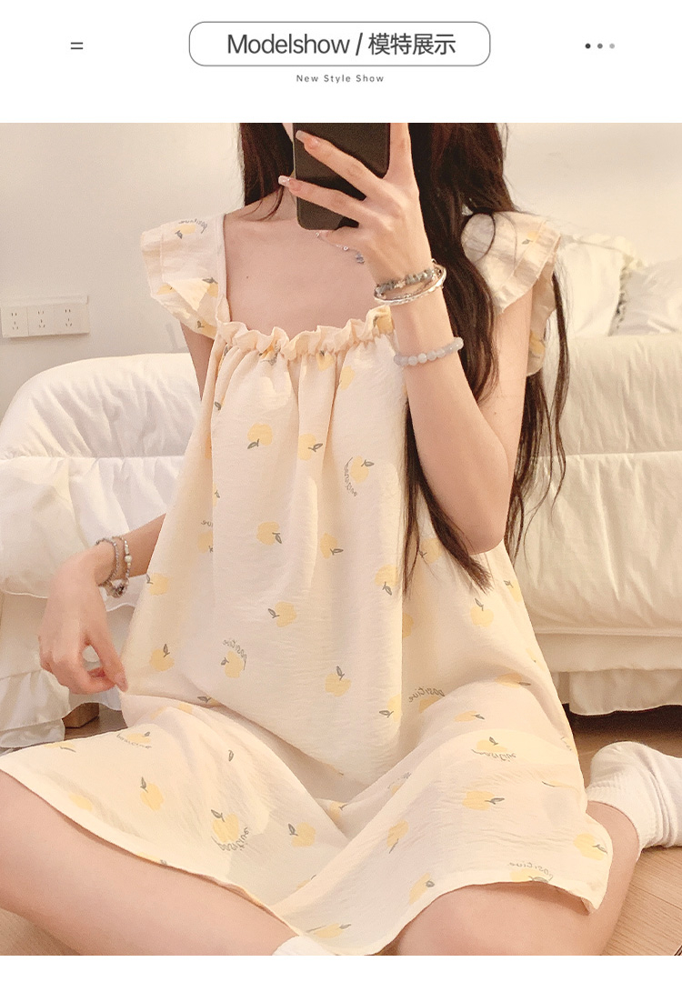 抖音直播爆款夏季睡衣女吊带裙甜美少女风休闲外穿棉麻学生家居服