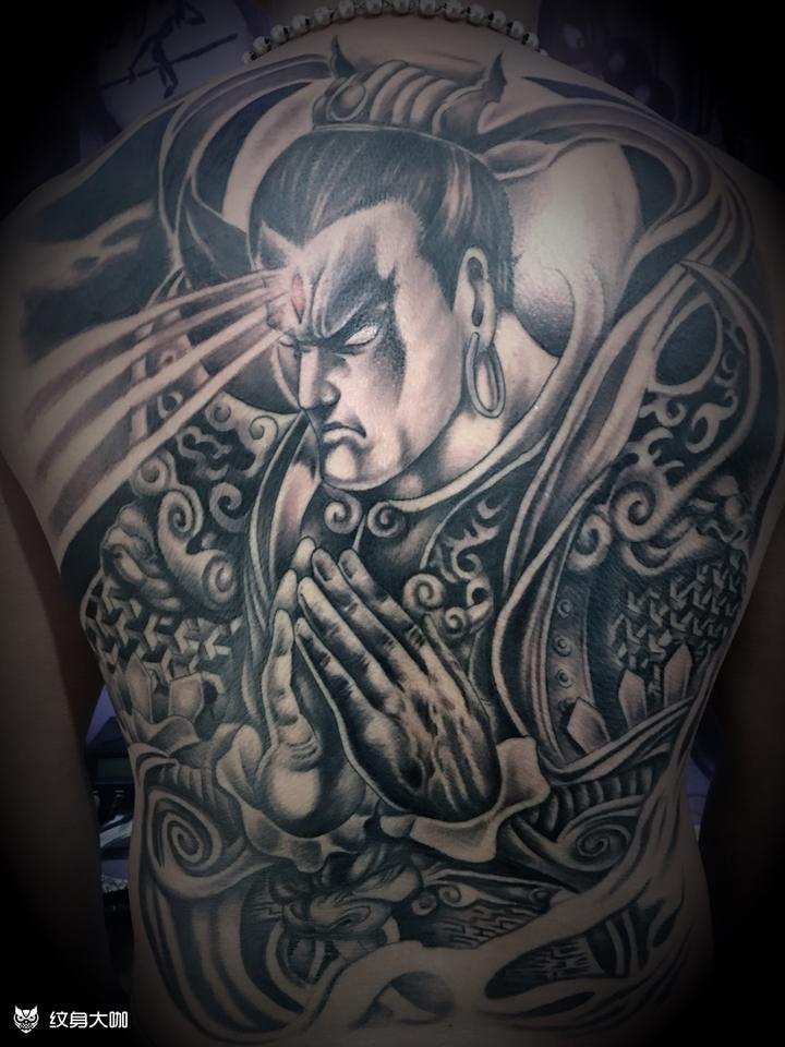 满背二郎神_纹身图案手稿图片_灵艺文化的纹身作品集