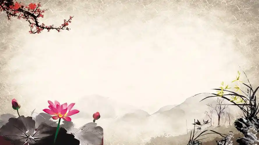 动态梅花背景的古典中国风ppt模板