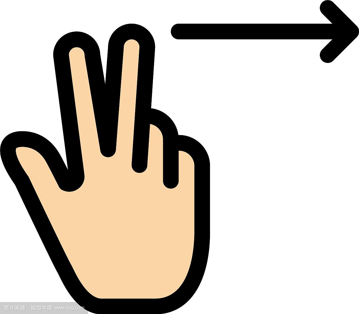 手指手势右边平坦的颜色图标图标横幅