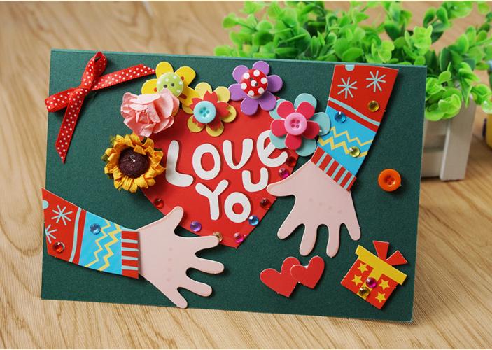 圣诞节贺卡diy制作材料包儿童创意立体手工感恩教师春节新年卡片