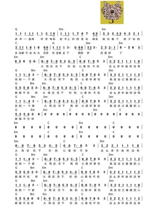 高夫大雨还在下吉他谱吉他谱
