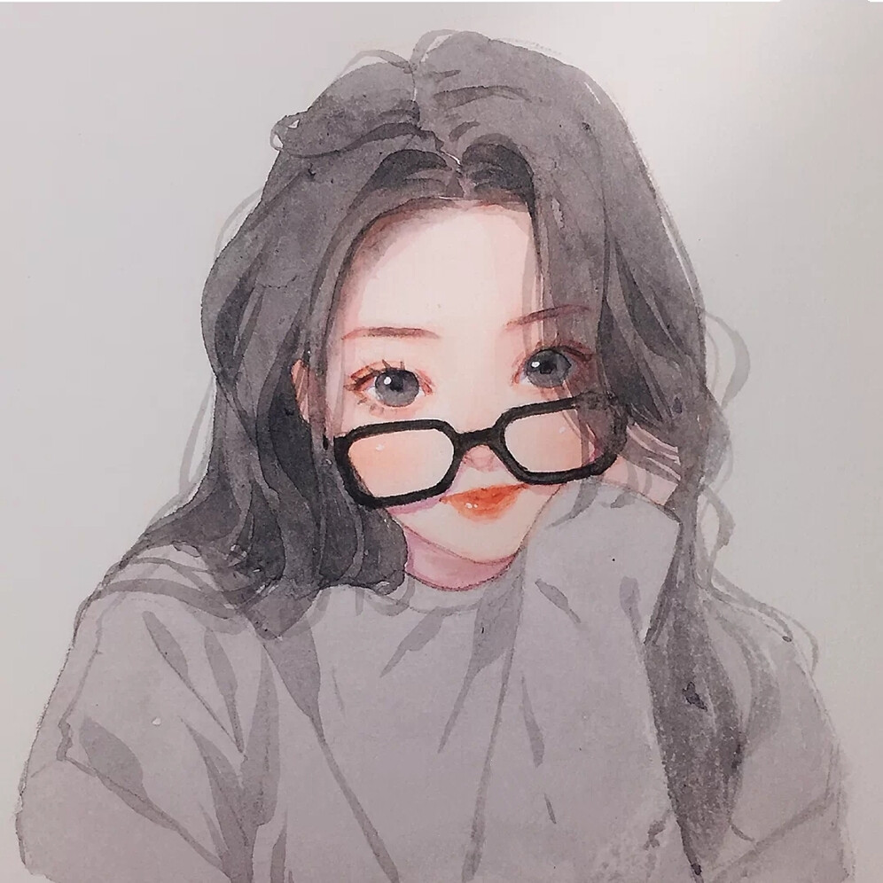 水彩手绘头像女头