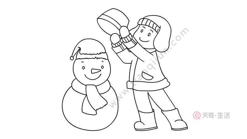 小孩子在学里打雪仗的简笔画