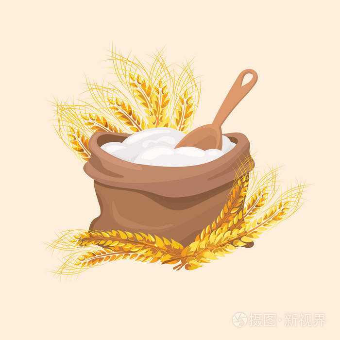 全包面粉与小麦耳朵.矢量插图插画-正版商用图片02cin5-摄图新视界