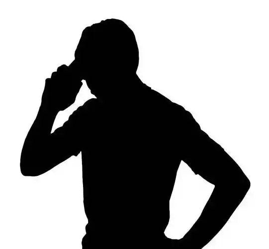 侧面头像剪影男人交谈手机一个